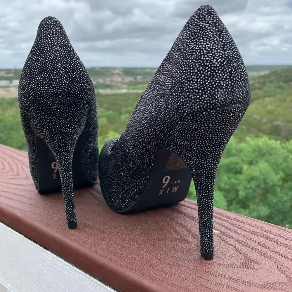 Mix‎ No. 6 Black Shimmer Platform Formal Heels